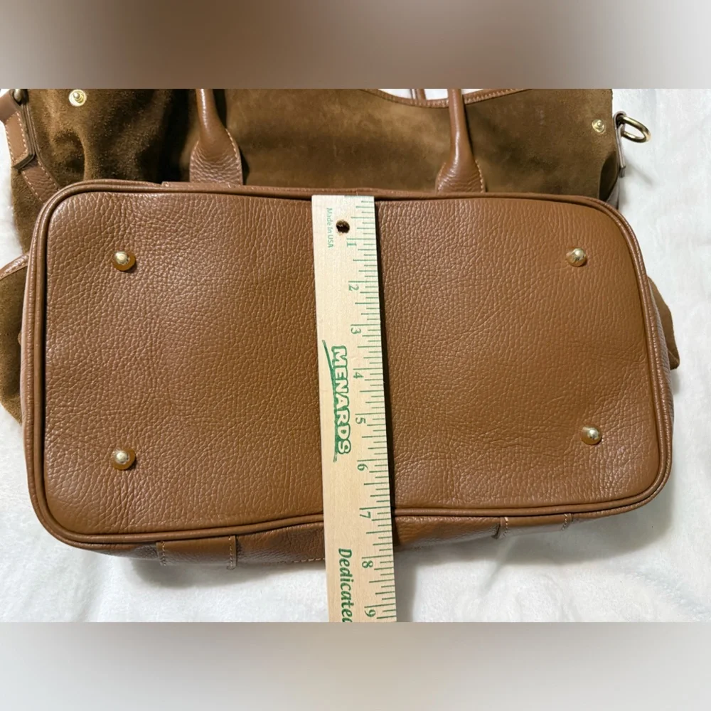 La Via Firenze Hobo Tote Genuine Leather with shoulder strap Camel Brown Suede